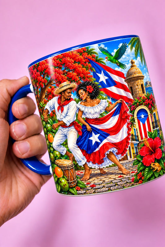 Taza Estampa de Puerto Rico — Bomba y bandera