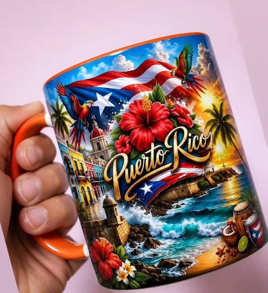 Taza Estampa de Puerto Rico — Bandera y El Morro