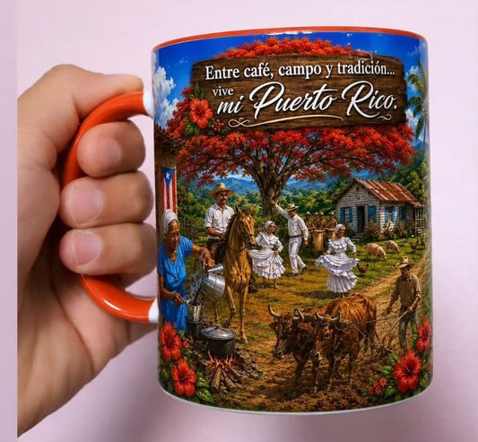 Taza Estampa de Puerto Rico — Jíbaro y tradición